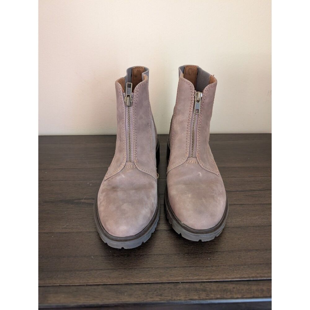 Rockport Cobb Hill Womens Winter Center Zip Brown Leather Ankle Boots Size 6